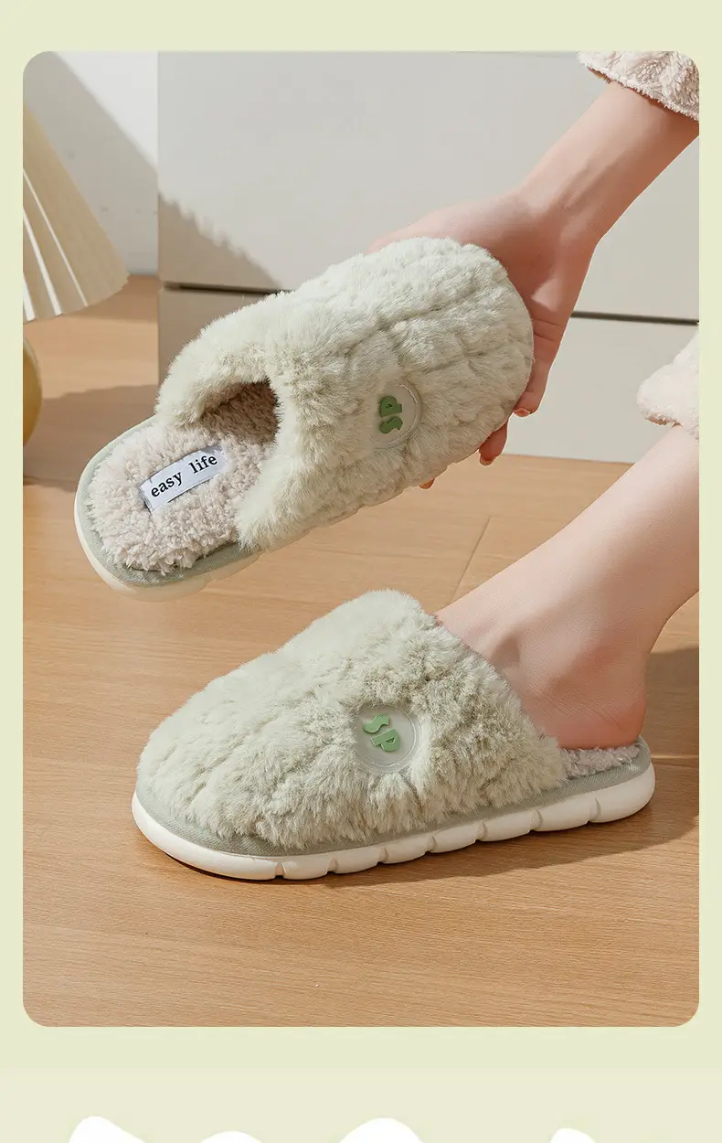 Women Cotton Fluffy Slippers Pink Grey Winter 2025 — feature 13