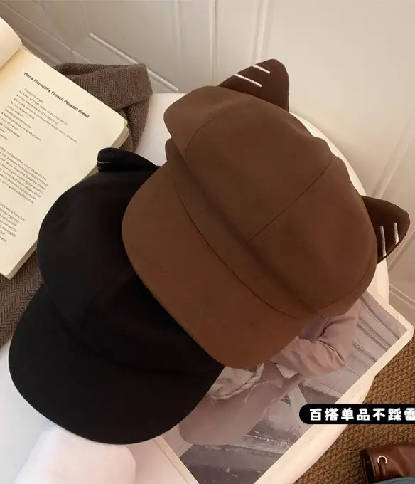 Japanese Cat Ear Woolen Beret for Women Spring Autumn — feature 2