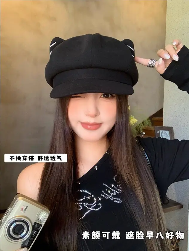 Japanese Cat Ear Woolen Beret for Women Spring Autumn — feature 4
