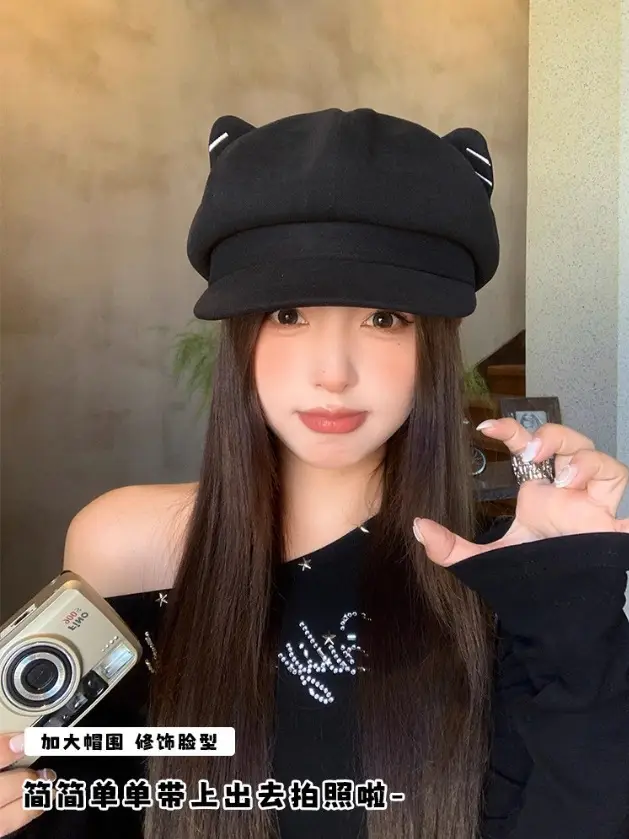 Japanese Cat Ear Woolen Beret for Women Spring Autumn — feature 5