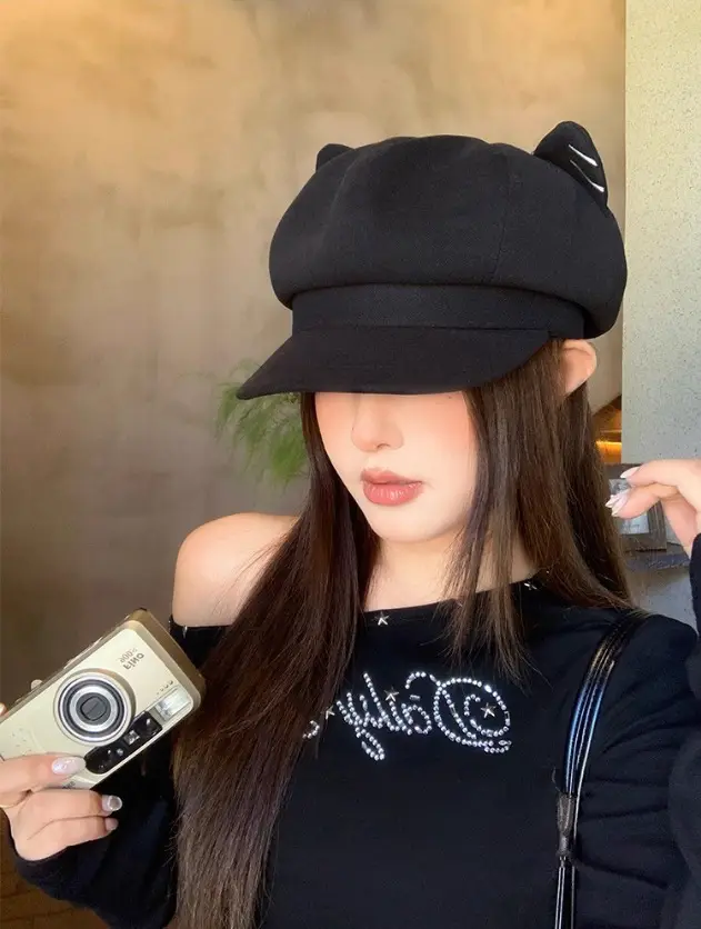 Japanese Cat Ear Woolen Beret for Women Spring Autumn — feature 6