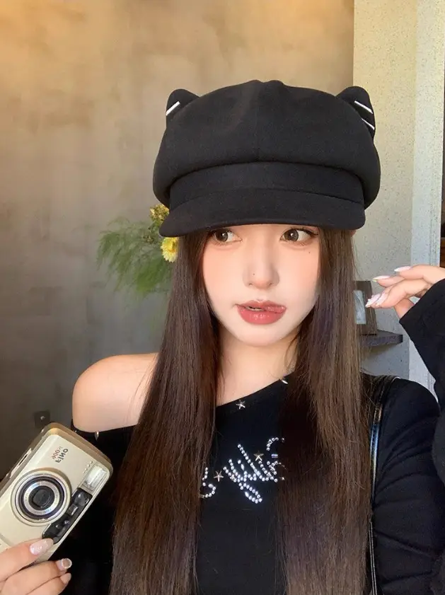 Japanese Cat Ear Woolen Beret for Women Spring Autumn — feature 7