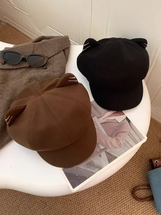 Japanese Cat Ear Woolen Beret for Women Spring Autumn — feature 9