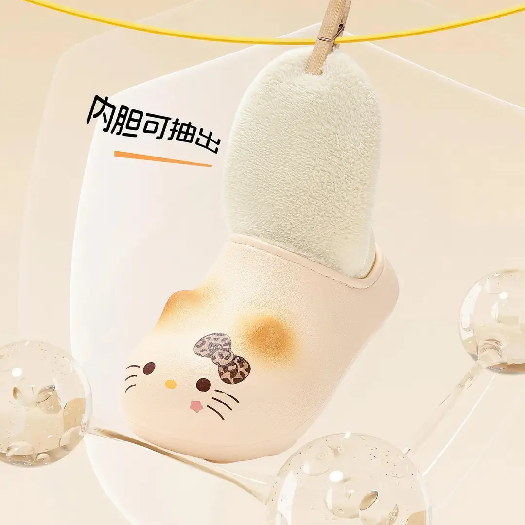 Winter Cute Cat Claw Slippers for Kidsren Cartoon Cotton Slippers for Home Thick-Soled Waterproof Anti-Slip Indoor Warm Cotton Slippers for Women - Image 9