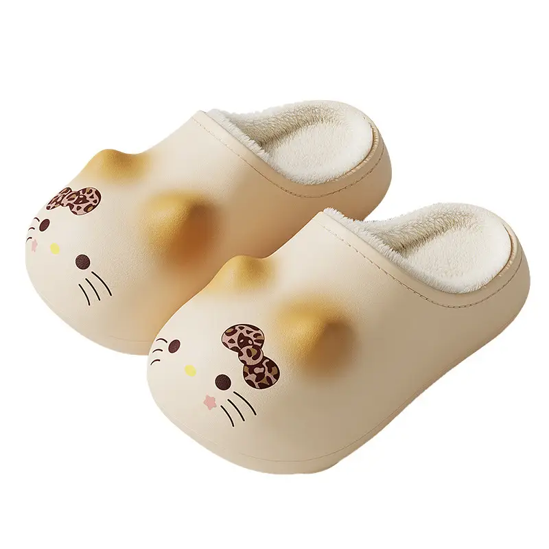 Winter Cute Cat Claw Slippers for Kidsren Cartoon Cotton Slippers for Home Thick-Soled Waterproof Anti-Slip Indoor Warm Cotton Slippers for Women - Image 10