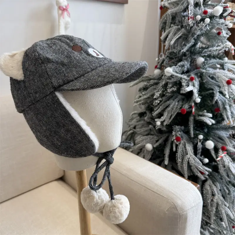 Cute Bear Ear Hat for Men Women Winter Warm Duckbill Cap - Image 3