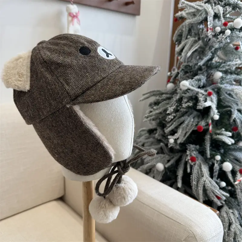 Cute Bear Ear Hat for Men Women Winter Warm Duckbill Cap - Image 2