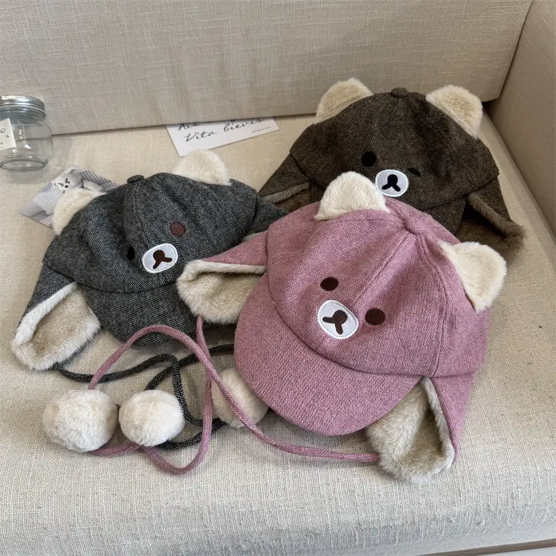 Cute Bear Ear Hat for Men Women Winter Warm Duckbill Cap - Image 4