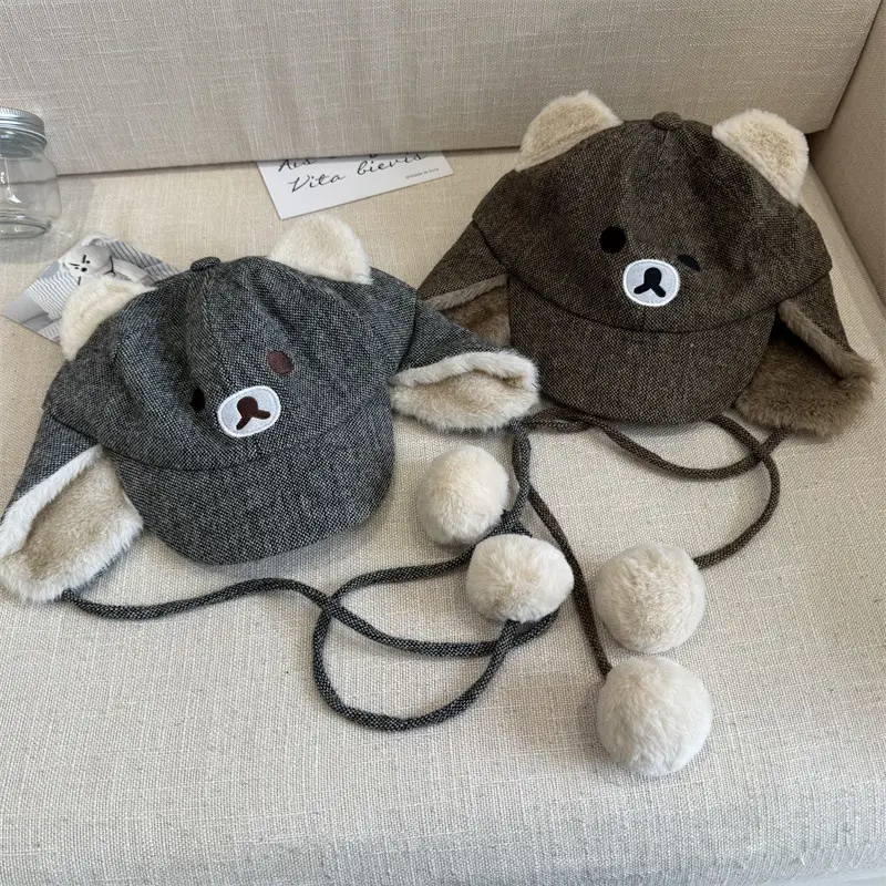Cute Bear Ear Hat for Men Women Winter Warm Duckbill Cap - Image 5