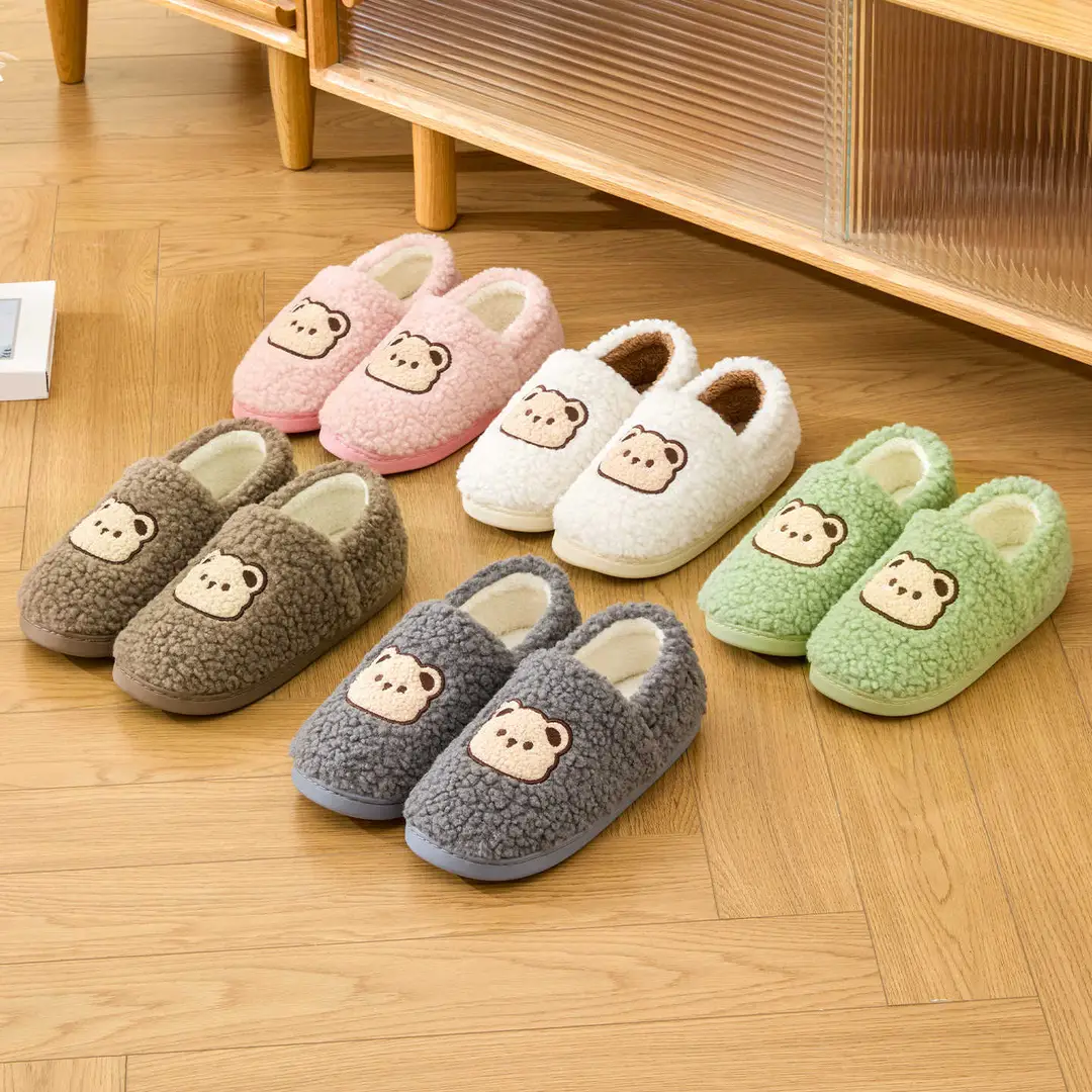Cotton Slippers for Women Winter 2025 New Antibacterial Home Warm Plush Slippers Comfortable Home Men Winter