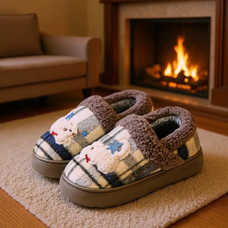 Women's Cotton Winter Plush Slippers Warm Indoor Comfort - Image 4