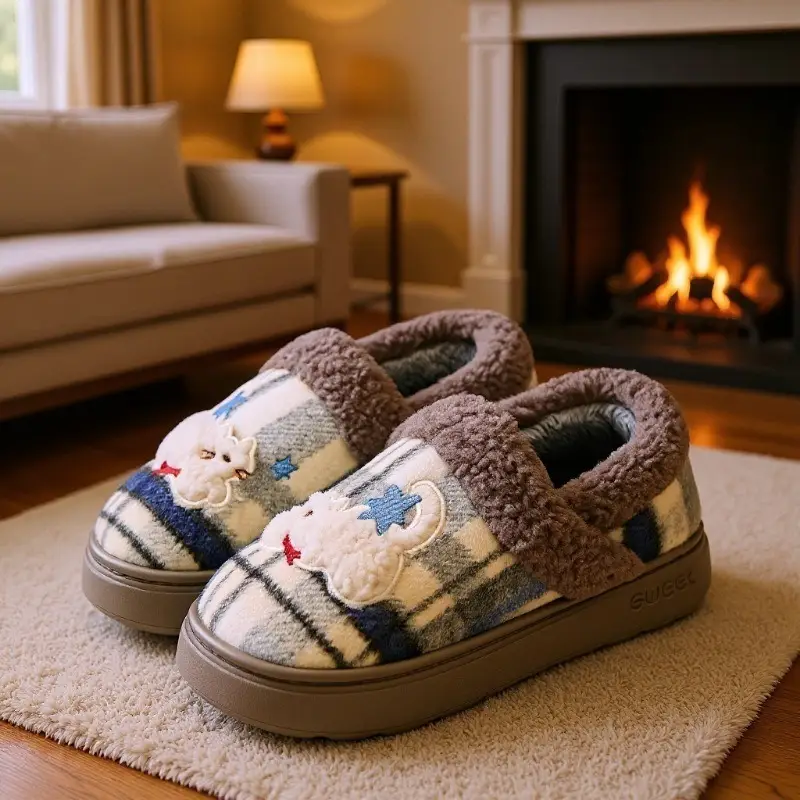 Women's Cotton Winter Plush Slippers Warm Indoor Comfort - Image 2