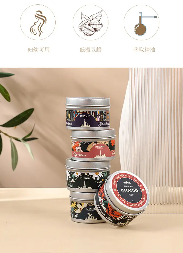 Tin Can Scented Candle Soy Wax Essential Oil Fragrance [Customizable Scent Label] 70g Without Box with Label — feature 5