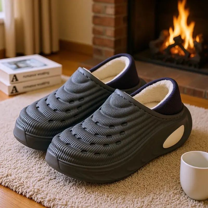 Men's Winter Indoor Slippers Black Warm Large Size - Image 2