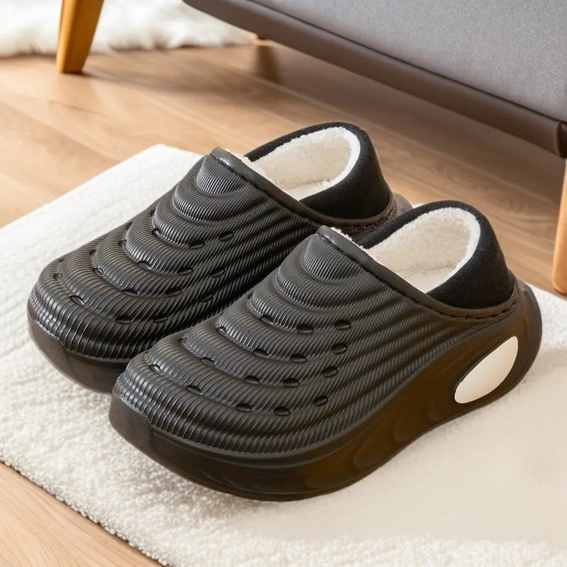 Men's Winter Indoor Slippers Black Warm Large Size - Image 3
