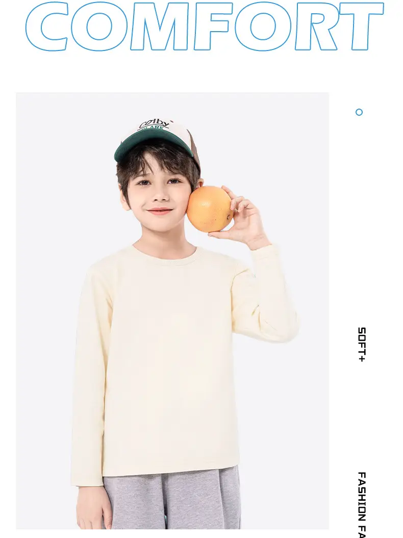 Boys Girls Cotton Long Sleeve T-Shirt Blue — feature 18