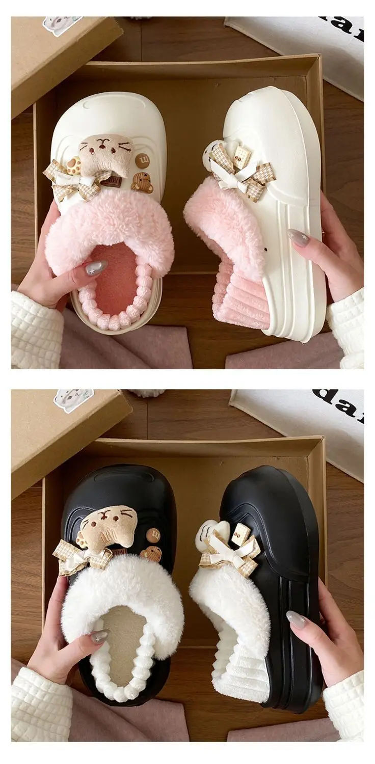 Women's Pink Furry Heel Slippers for Winter Outings — feature 17