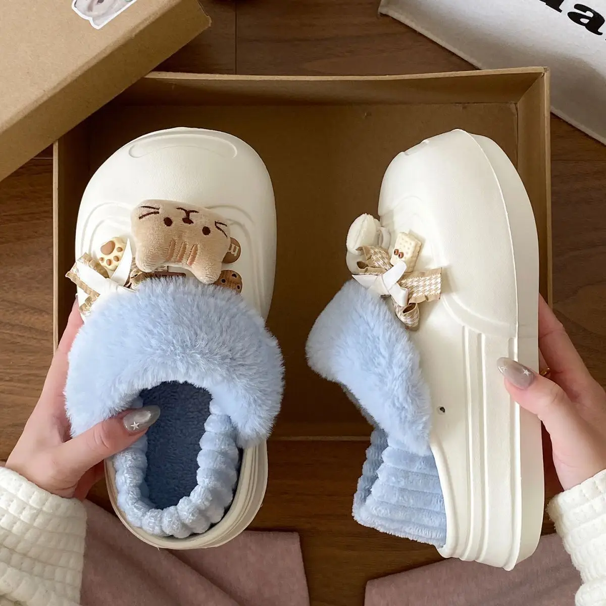 Women's Pink Furry Heel Slippers for Winter Outings — feature 27