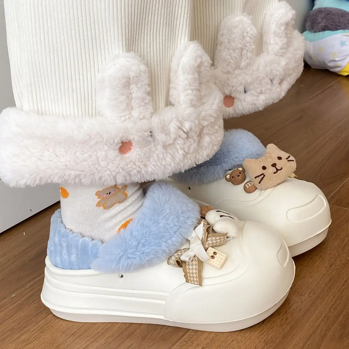 Women's Pink Furry Heel Slippers for Winter Outings — feature 32