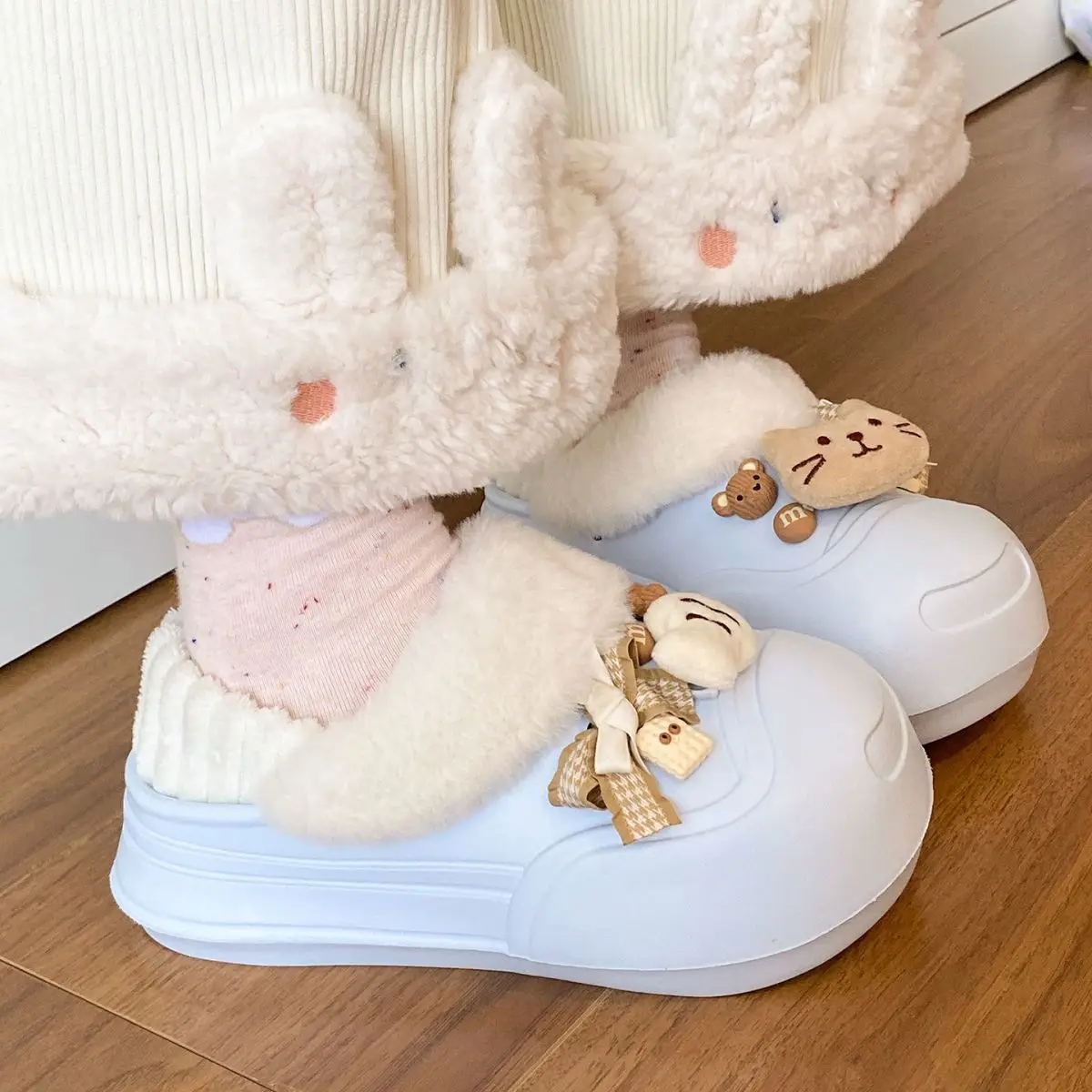 Women's Pink Furry Heel Slippers for Winter Outings — feature 44