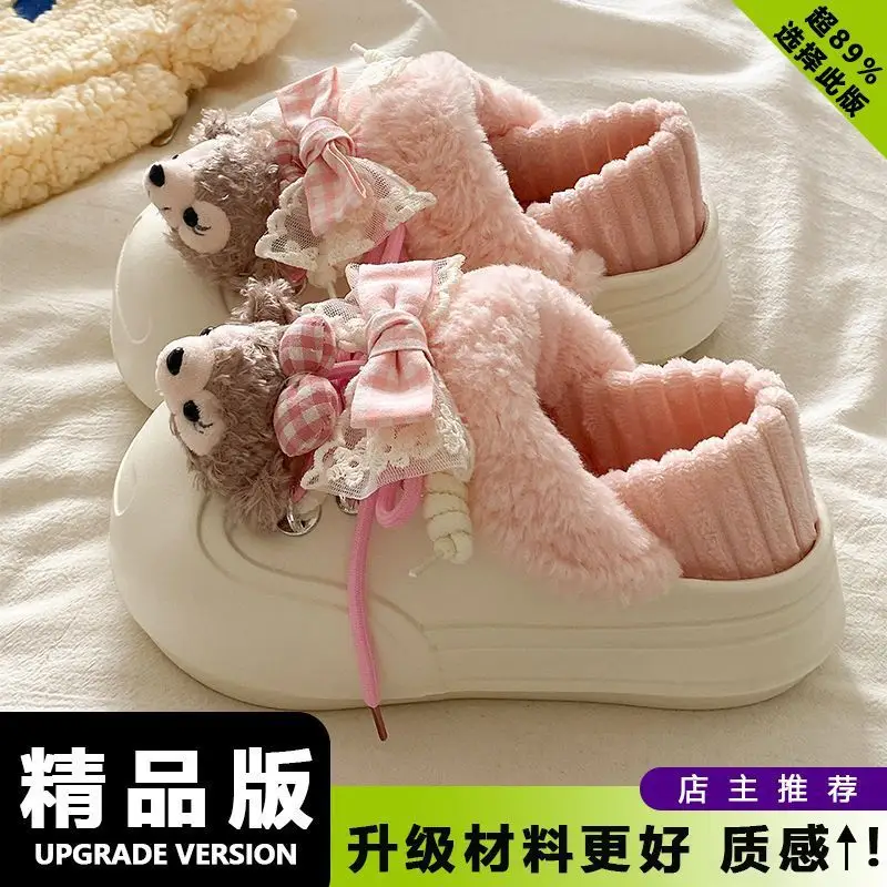 Women's Pink Furry Heel Slippers for Winter Outings - Image 9