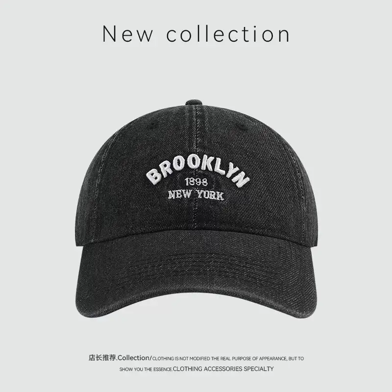 Unisex Wash Denim 1898 Baseball Cap with Letter Embroidery — feature 6
