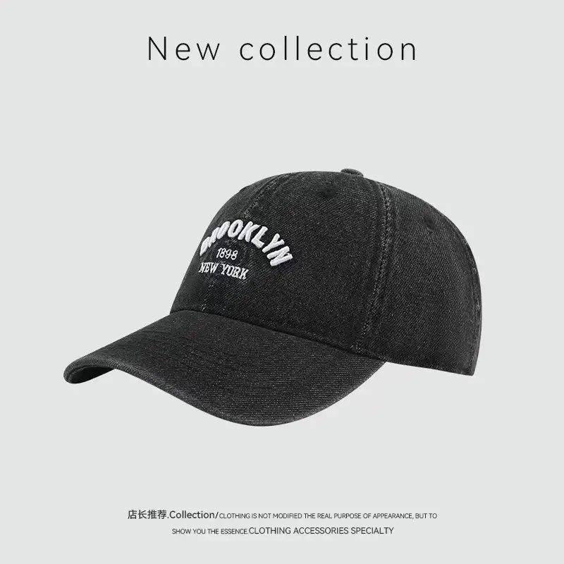 Unisex Wash Denim 1898 Baseball Cap with Letter Embroidery — feature 7