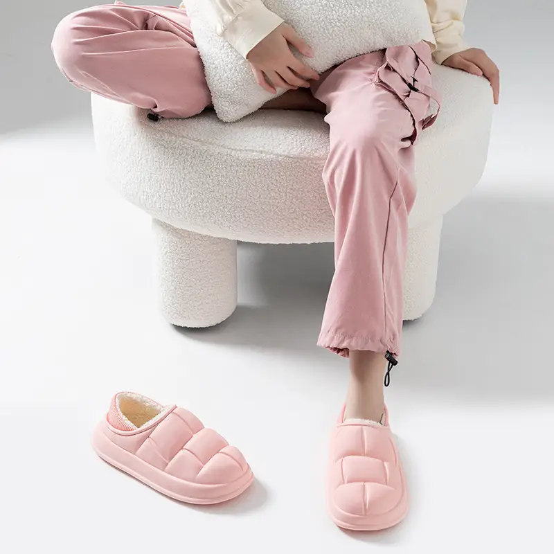Waterproof Cotton Shoes for Women, Autumn and Winter Indoor Home Couple's Household Slippers with Plush, Postpartum Non-Slip Warm Shoes for Men - Image 10