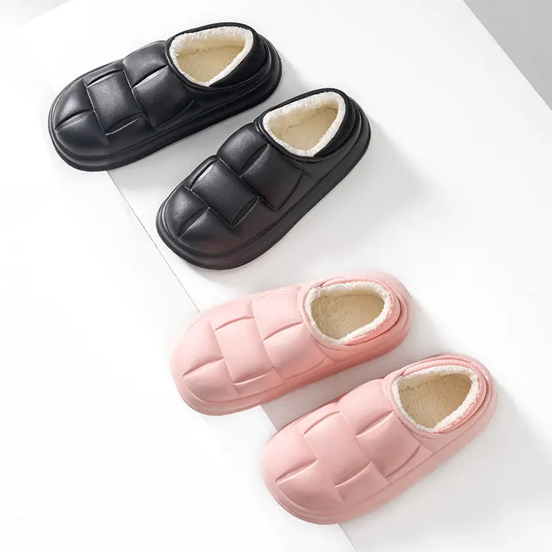 Waterproof Cotton Shoes for Women, Autumn and Winter Indoor Home Couple's Household Slippers with Plush, Postpartum Non-Slip Warm Shoes for Men - Image 13
