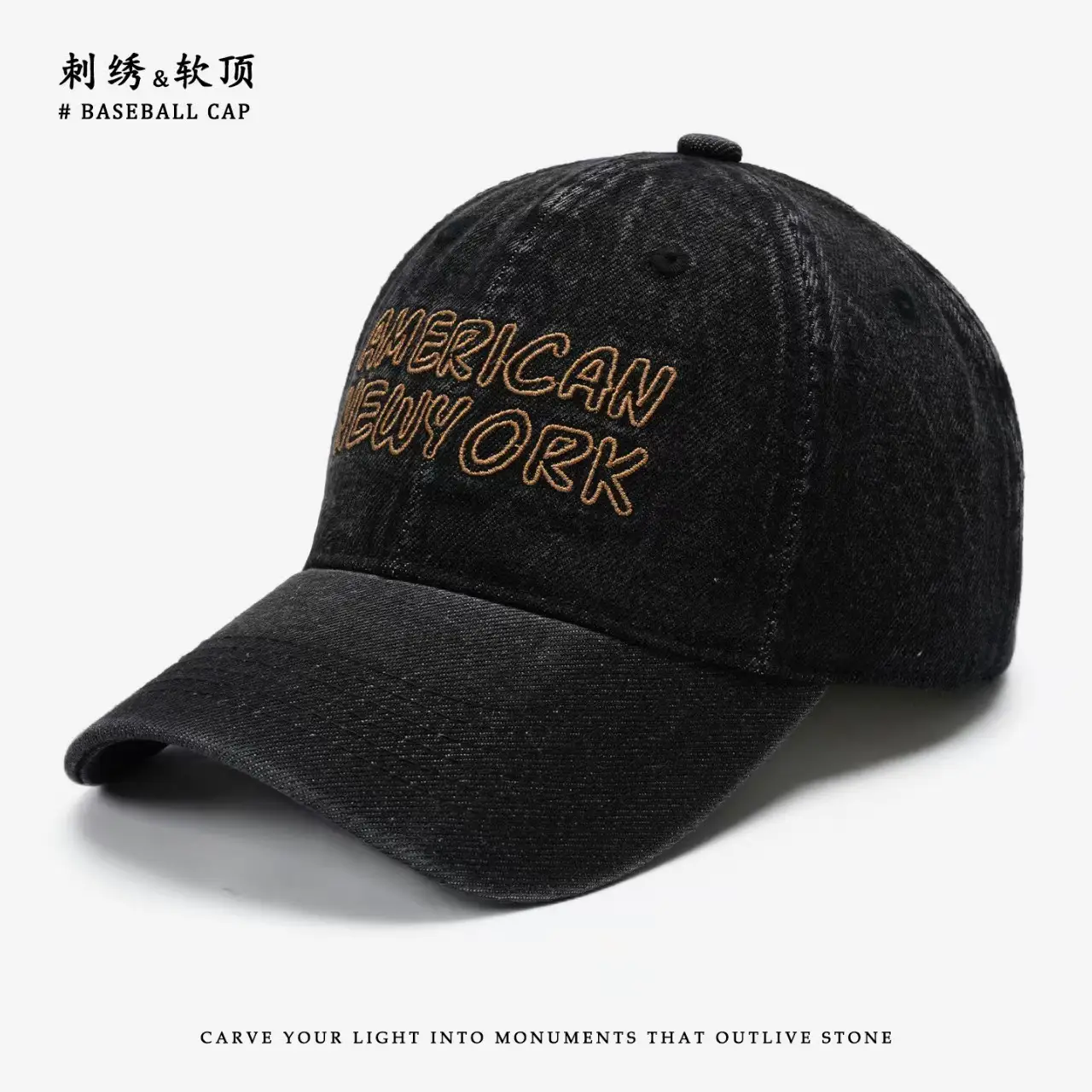 Men's Blue Korean Style Baseball Cap with "American New York" Embroidery - Image 8