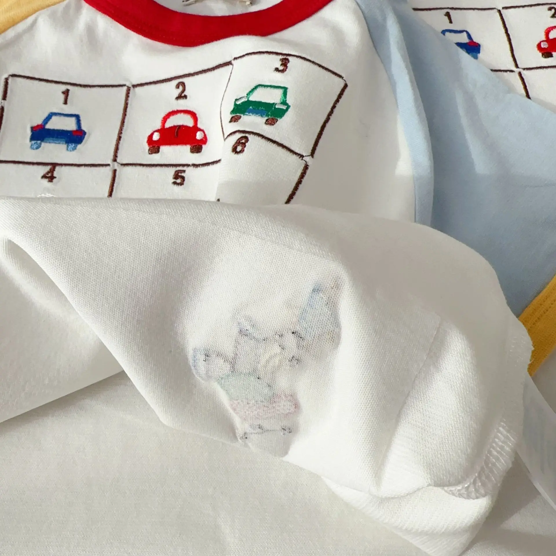 Boys Cartoon Car Patchwork T-Shirt Blue Pants Set - Image 6