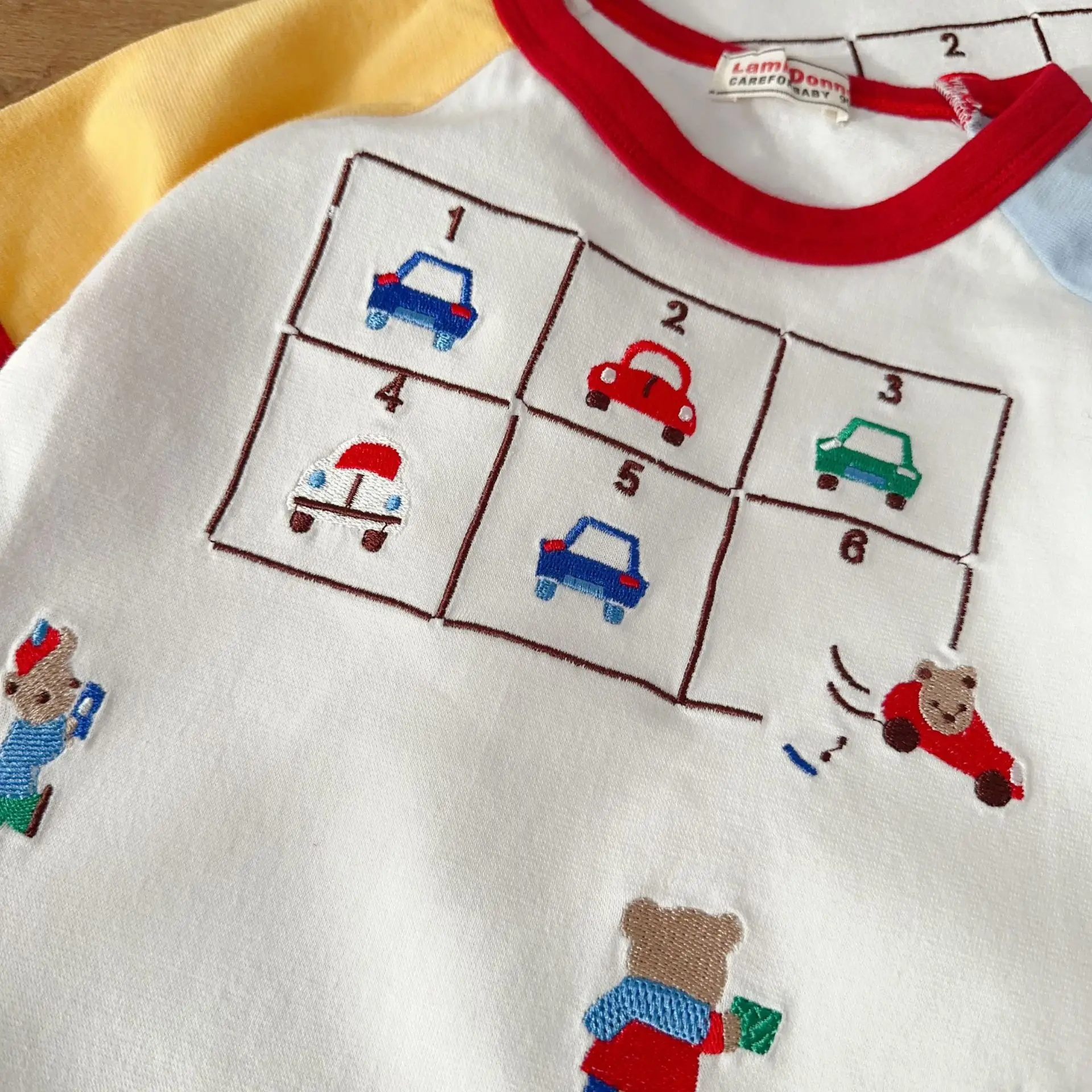 Boys Cartoon Car Patchwork T-Shirt Blue Pants Set — feature 15