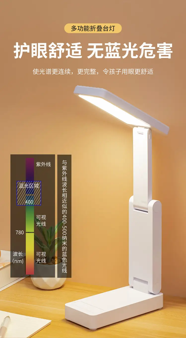 Foldable Desk Lamp, Rechargeable Eye Protection Lamp for Study, Student Dormitory Stackable Portable Large Capacity Ultra-Long Battery Life Desk Lamp — feature 12