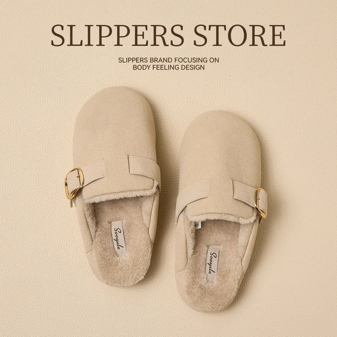 Birkenstock Shoes for Women Autumn and Winter New Thick-Soled Outer Wear Thick-Soled Indoor Home Warm Plush Cotton Shoes for Women Wholesale