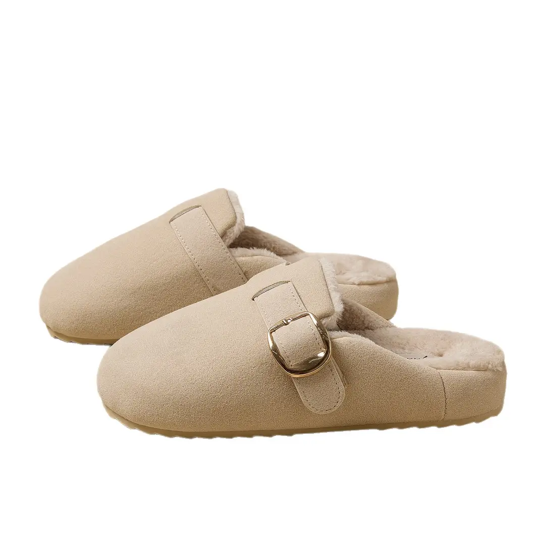 Birkenstock Shoes for Women Autumn and Winter New Thick-Soled Outer Wear Thick-Soled Indoor Home Warm Plush Cotton Shoes for Women Wholesale