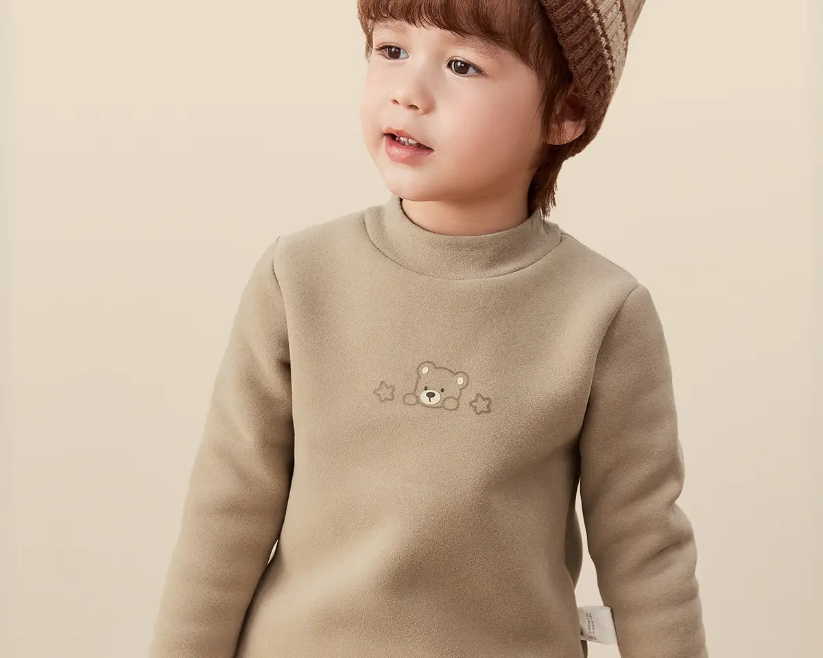 Girls Thermal Fleece Warm Undershirt Beige New Style — feature 10