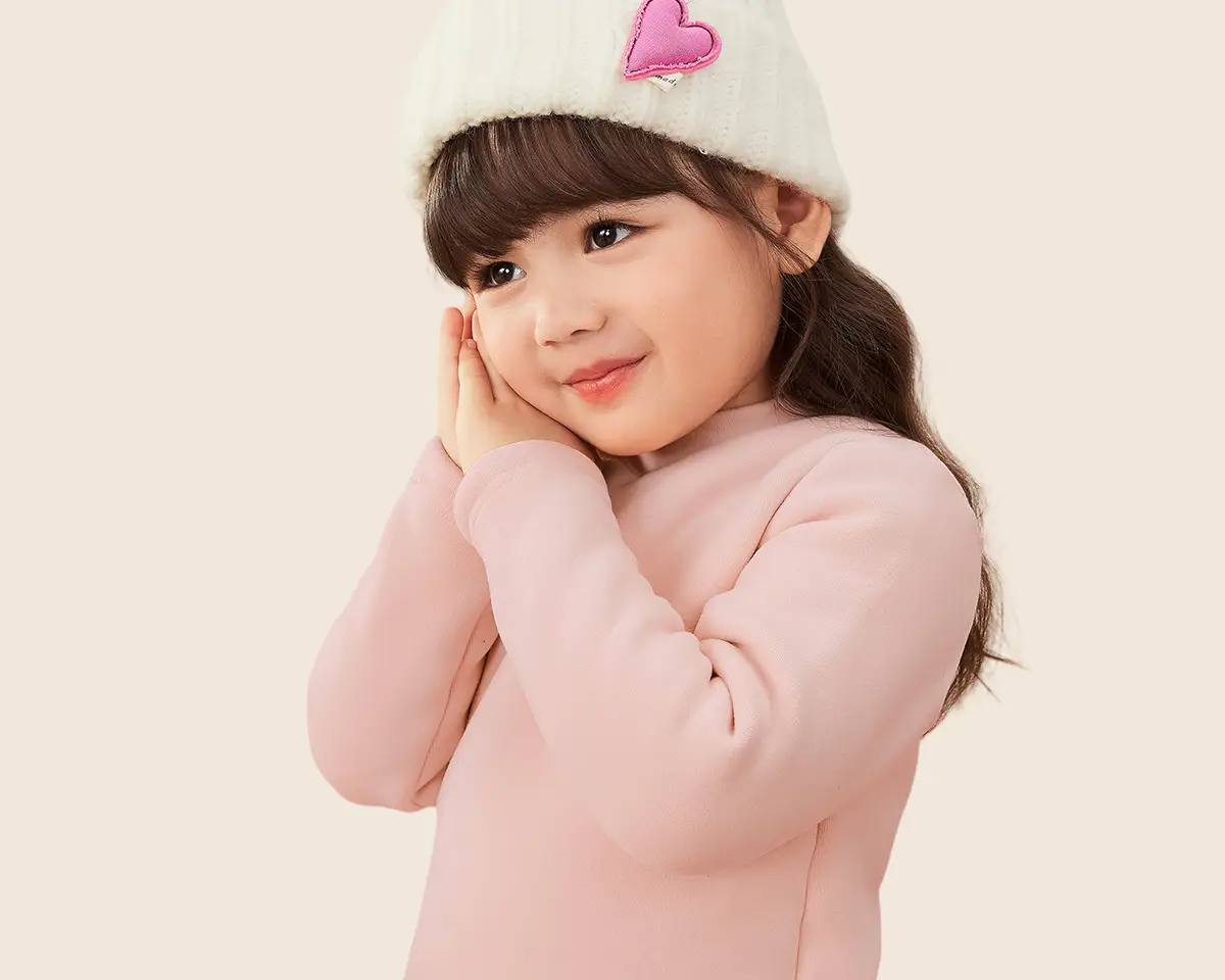 Girls Thermal Fleece Warm Undershirt Beige New Style — feature 12