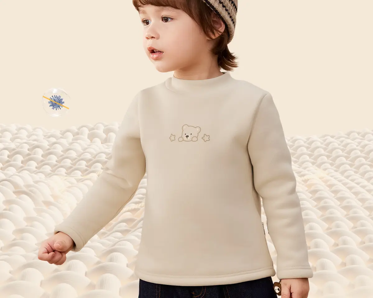 Girls Thermal Fleece Warm Undershirt Beige New Style — feature 21