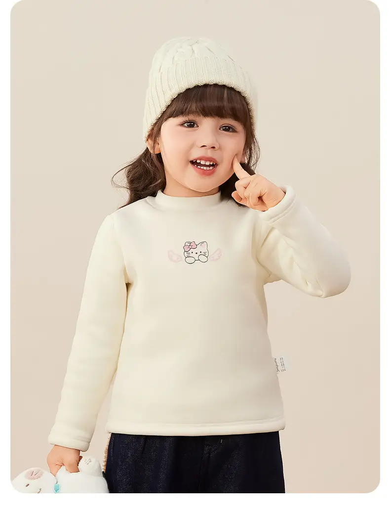 Girls Thermal Fleece Warm Undershirt Beige New Style — feature 27