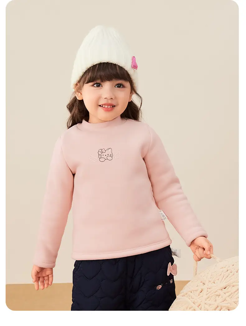 Girls Thermal Fleece Warm Undershirt Beige New Style — feature 29