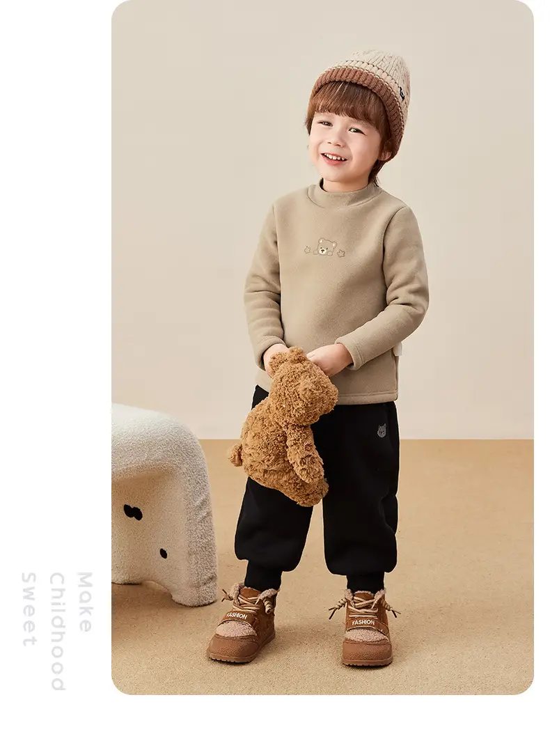Girls Thermal Fleece Warm Undershirt Beige New Style — feature 30