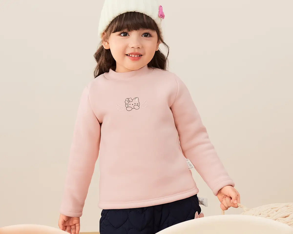 Girls Thermal Fleece Warm Undershirt Beige New Style — feature 5