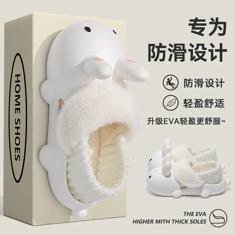 Cute Cotton Shoes Autumn and Winter 2025 New Indoor Home Bag Heel Cartoon Waterproof Anti-Slip Plush Cotton Slippers for Women - Image 5