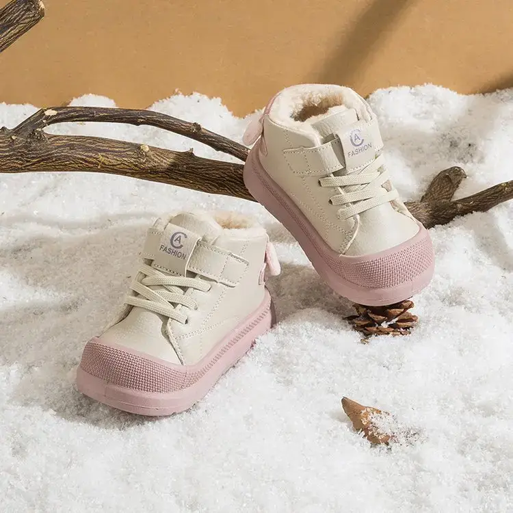 2025 New Winter Baby Boys Cotton Snow Boots Pink Soft Sole
