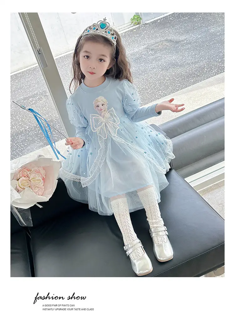2025 New Autum Girls' Dress Frozen Elsa Princess Dress Elsa Style Mesh Tutu Skirt — feature 13