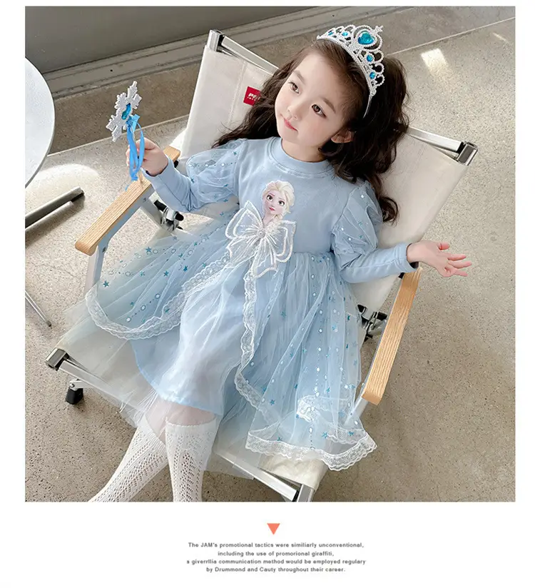 2025 New Autum Girls' Dress Frozen Elsa Princess Dress Elsa Style Mesh Tutu Skirt — feature 14