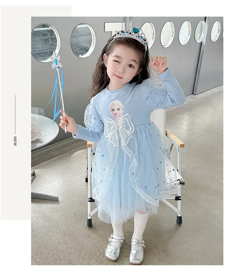 2025 New Autum Girls' Dress Frozen Elsa Princess Dress Elsa Style Mesh Tutu Skirt — feature 9