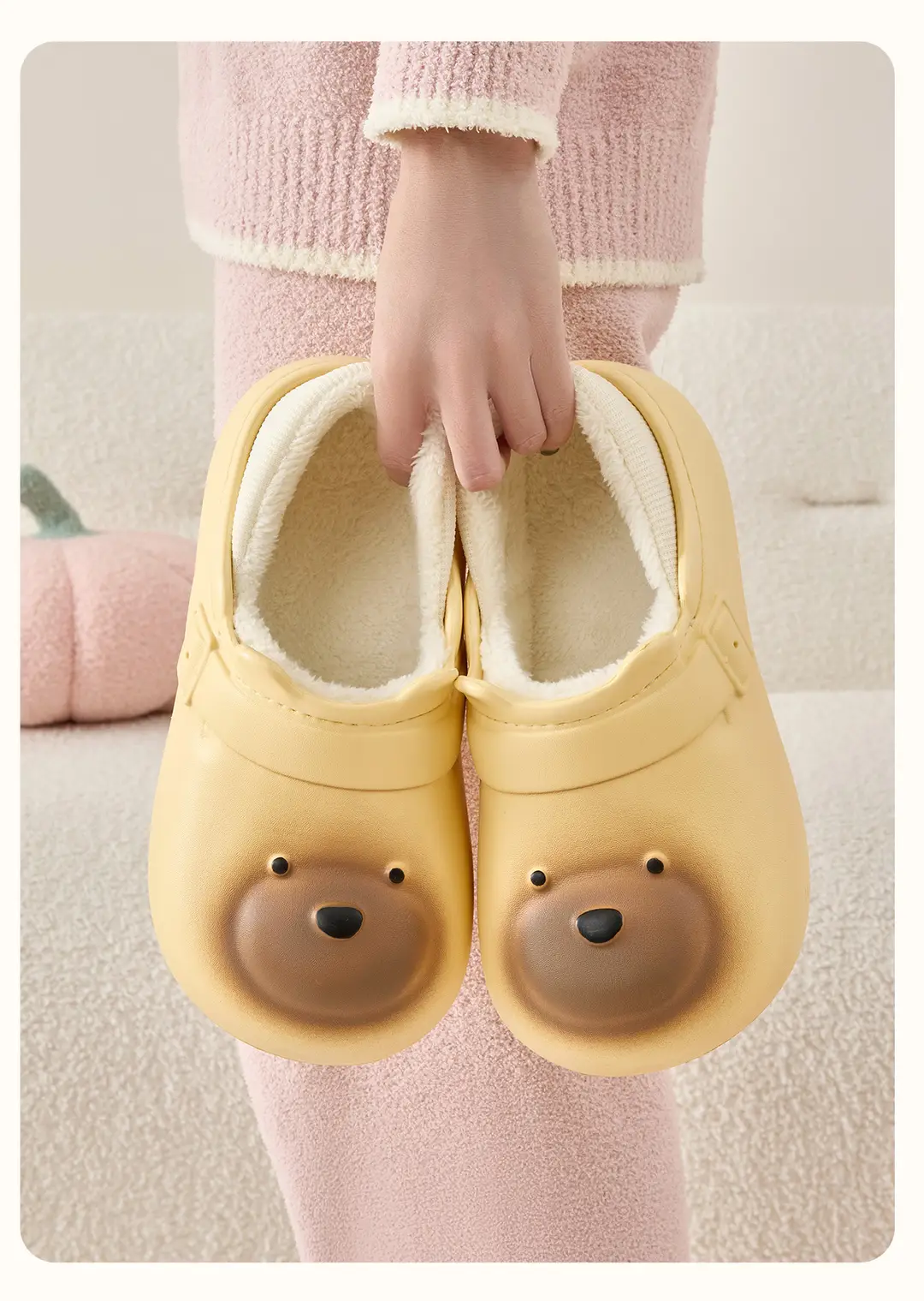 Cute Cartoon Bag Heel Cotton Slippers for Women in Winter, Thick-Soled Non-Slip Fleece-Lined Warm Waterproof and Anti-Fouling Cotton Shoes for Men — feature 15