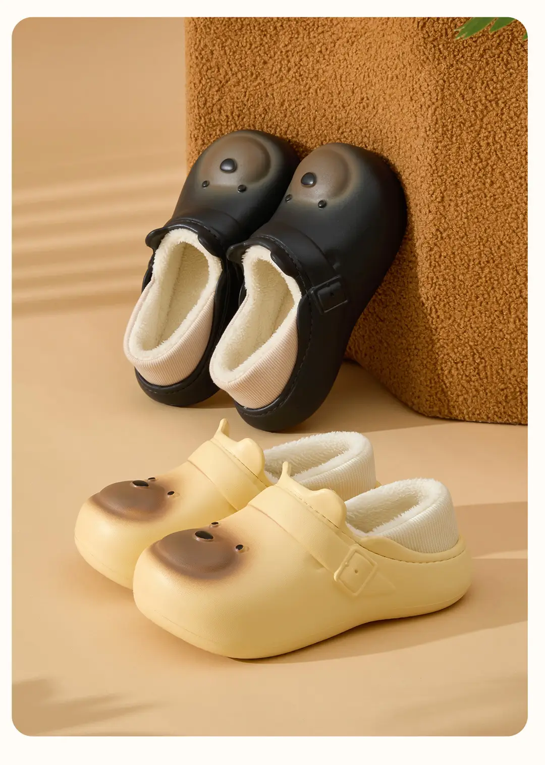Cute Cartoon Bag Heel Cotton Slippers for Women in Winter, Thick-Soled Non-Slip Fleece-Lined Warm Waterproof and Anti-Fouling Cotton Shoes for Men — feature 17
