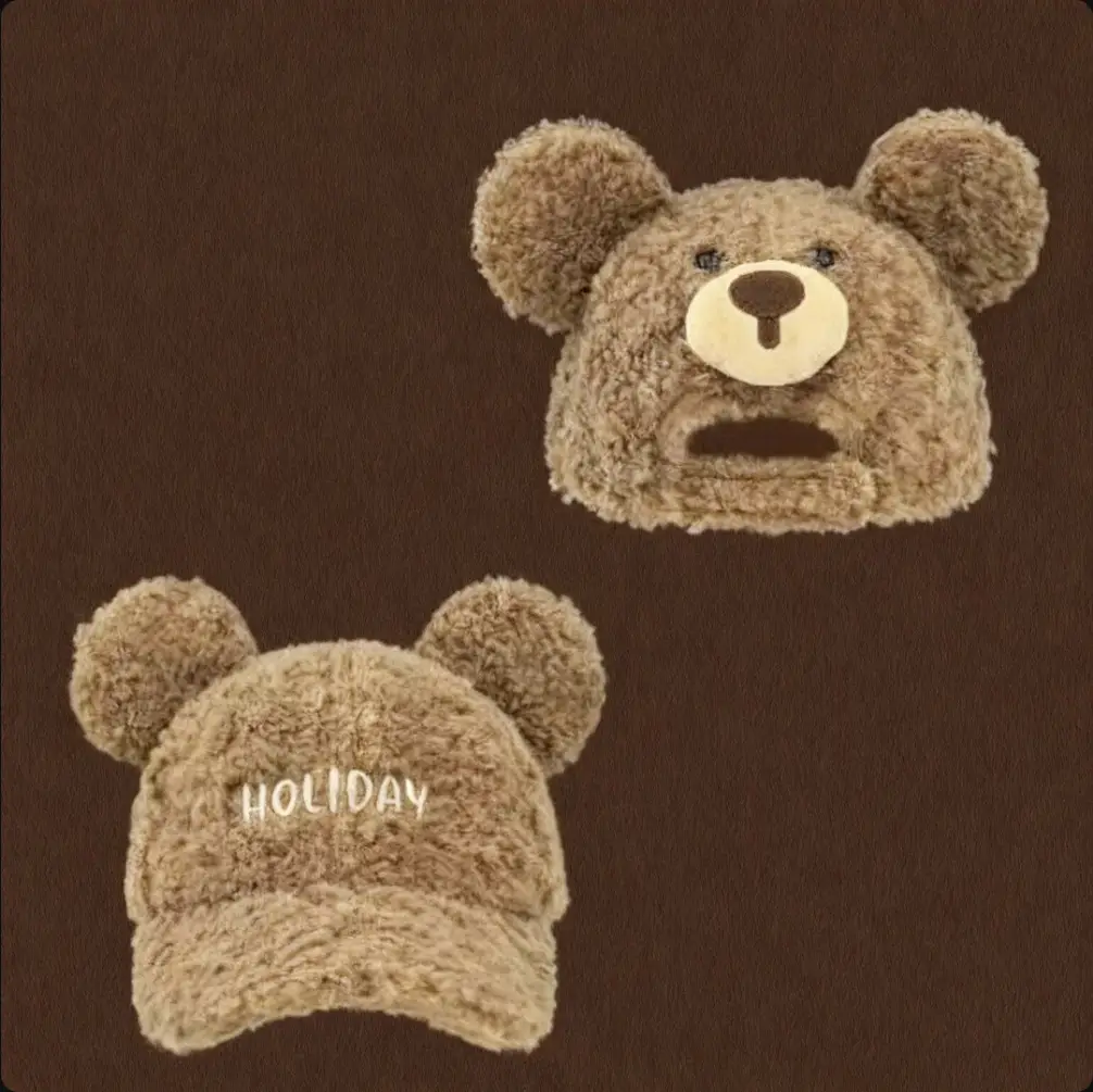 Korean Style Bear Cap Wool Reversible Women Warm Winter